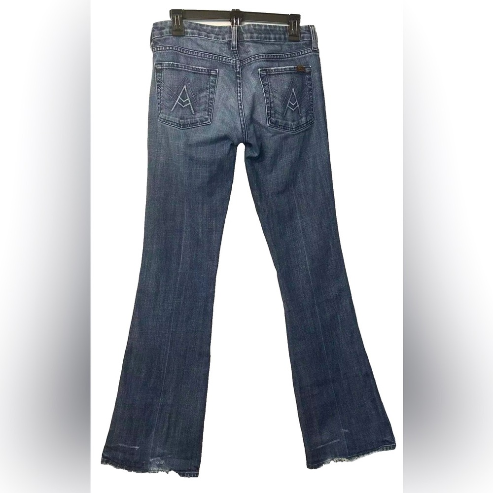 7 For All Mankind A-Pocket WOMEN'S Med Wash FLARE Jeans Tag Size 28 Cut 718091